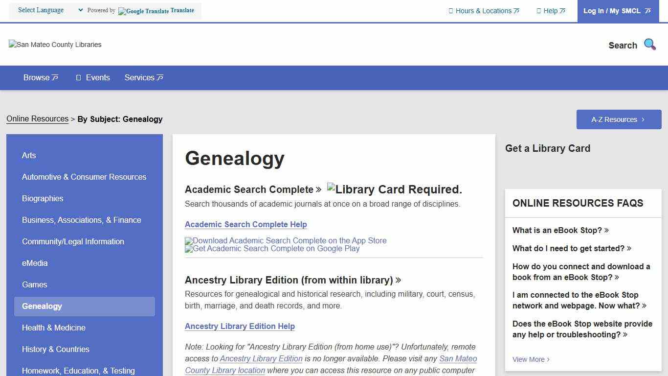 Genealogy San Mateo County Libraries