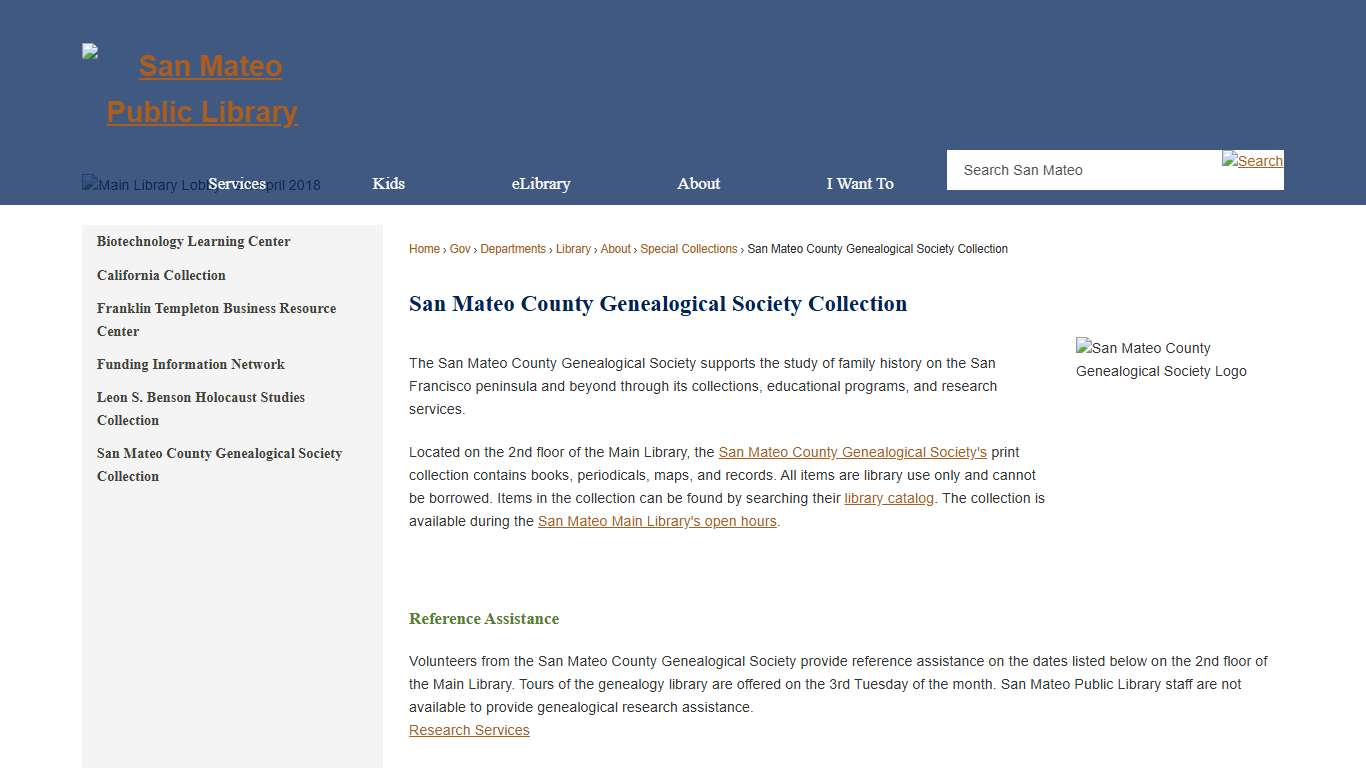 San Mateo County Genealogical Society Collection San Mateo, CA - Official Website