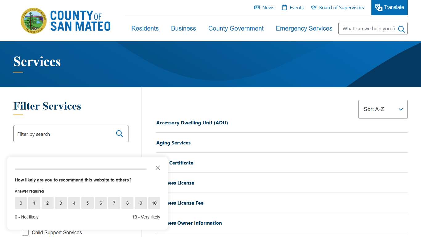 Services County of San Mateo, CA